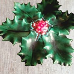Holly Holiday 1980 Ceramic Serving Platter